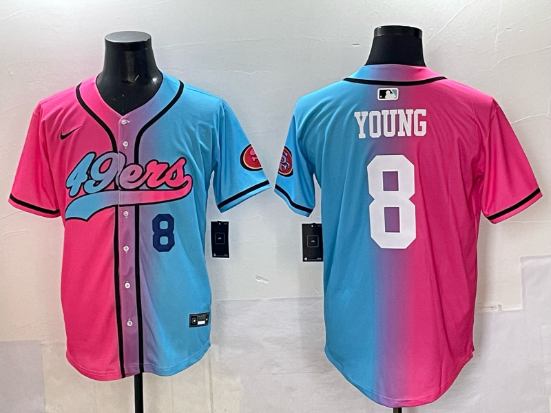 Men 2025 San Francisco 49ers #8 Young Pink Blue pink Nike Limited NFL Jersey 009->san francisco 49ers->NFL Jersey